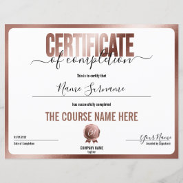 Enkelt minimicertifikat för slutförande