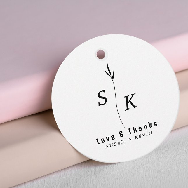 Enkelt minimum Elegance Löv Monogram Tack Gåvor Etiketter (Skapare uppladdad)