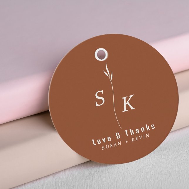Enkelt minimum Elegance Löv Monogram Tack Gåvor Etiketter (Skapare uppladdad)