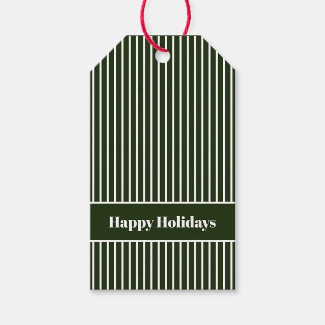 Enkelt minimum Glad helg Forest Grönt Rand Presentetikett (Framsidan)