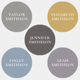 Enkelt minimum-Grått Ochre Blue Custom Name School Klistermärke