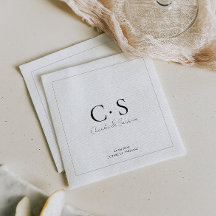 Enkelt minimum Monogram Bröllop Napkin