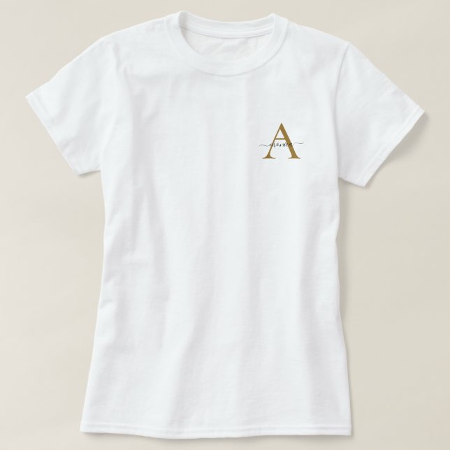 Enkelt minimum Monogram Namn Initial T Shirt (Design framsida)