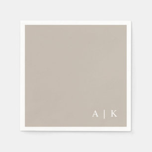 Enkelt minimum Monogram Taupe Personligt bröllp Pappersservett