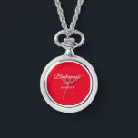 Enkelt minimum rosa bridesaid add namn-årstext armbandsur<br><div class="desc">Design</div>