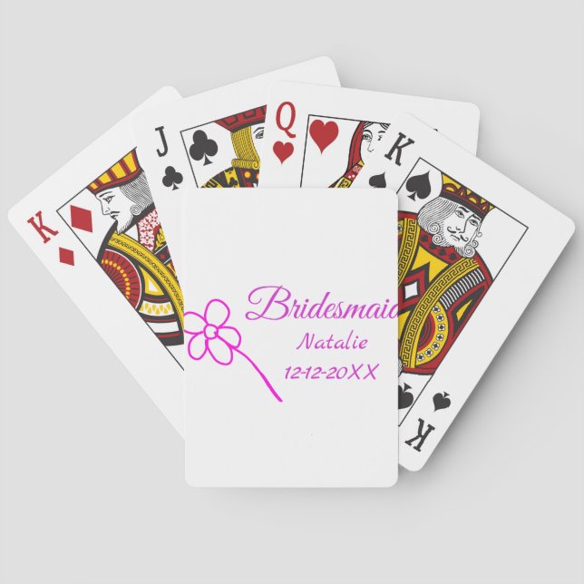 Enkelt minimum rosa bridesaid add namn-årstext casinokort (Baksidan)