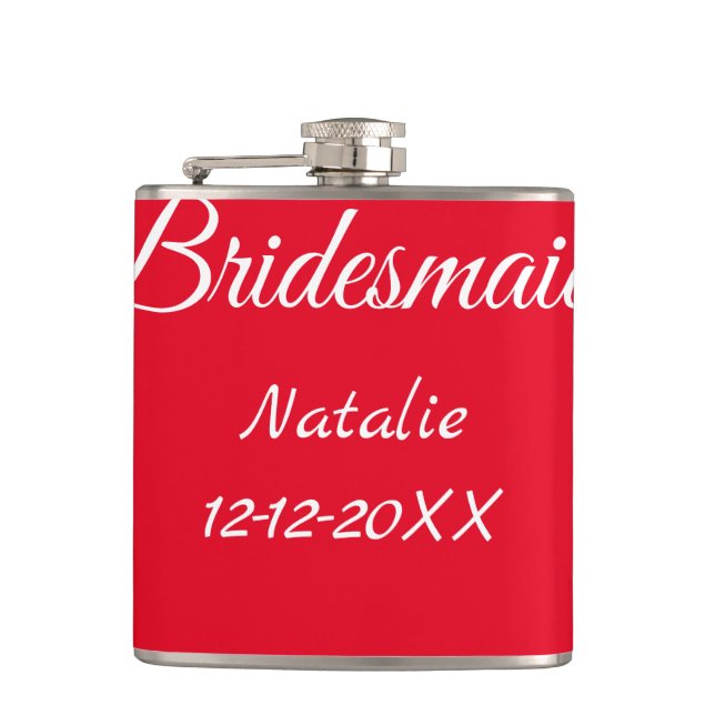 Enkelt minimum rosa bridesaid add namn-årstext fickplunta (Framsidan)