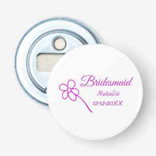 Enkelt minimum rosa bridesaid add namn-årstext flasköppnare