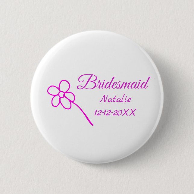Enkelt minimum rosa bridesaid add namn-årstext knapp (Framsida)
