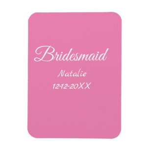 Enkelt minimum rosa bridesaid add namn-årstext magnet
