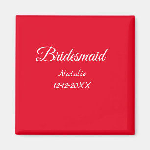 Enkelt minimum rosa bridesaid add namn-årstext magnet