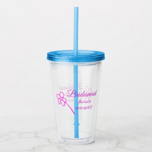 Enkelt minimum rosa bridesaid add namn-årstext take away mugg