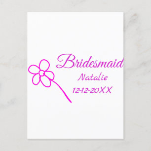Enkelt minimum rosa bridesaid add namn-årstext vykort