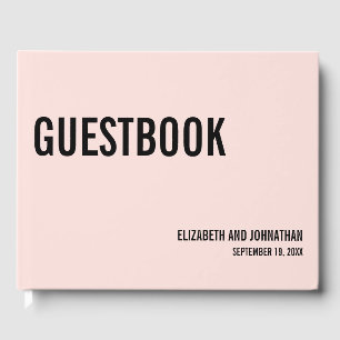 Enkelt minimum Rosa Typografi Bröllop Guest Bok