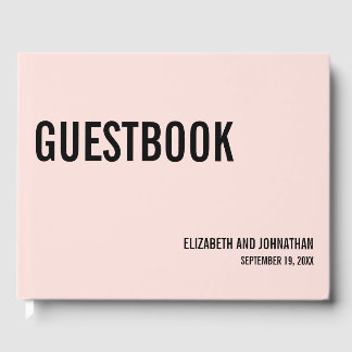 Enkelt minimum Rosa Typografi Bröllop Guest Bok