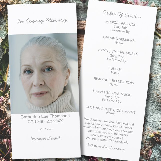 Enkelt minnesprogram med foton för högtidlig tjäns program (Simple Photo Memorial Order Of Service Program
)