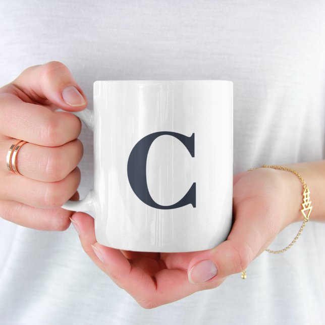 Enkelt minsta blått första Brev-monogram Kaffemugg (Skapare uppladdad)