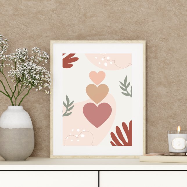 Enkelt minsta Boho Art Löv Hearts-växtdesign Poster (Skapare uppladdad)