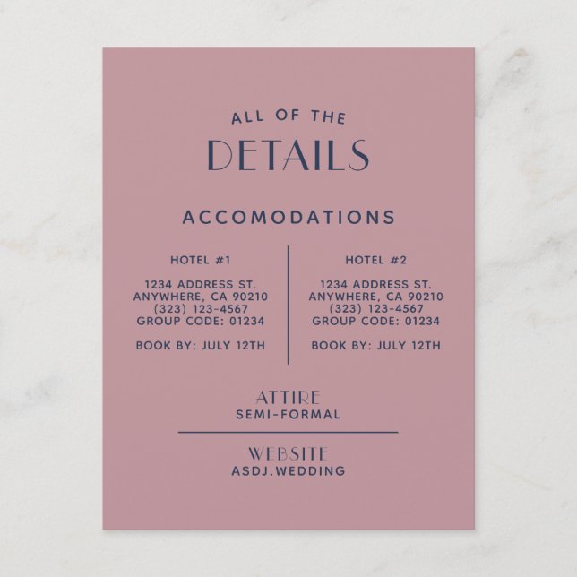 Enkelt minsta  detaljhölje för marin marin Bröllop Tilläggskort (Framsida)