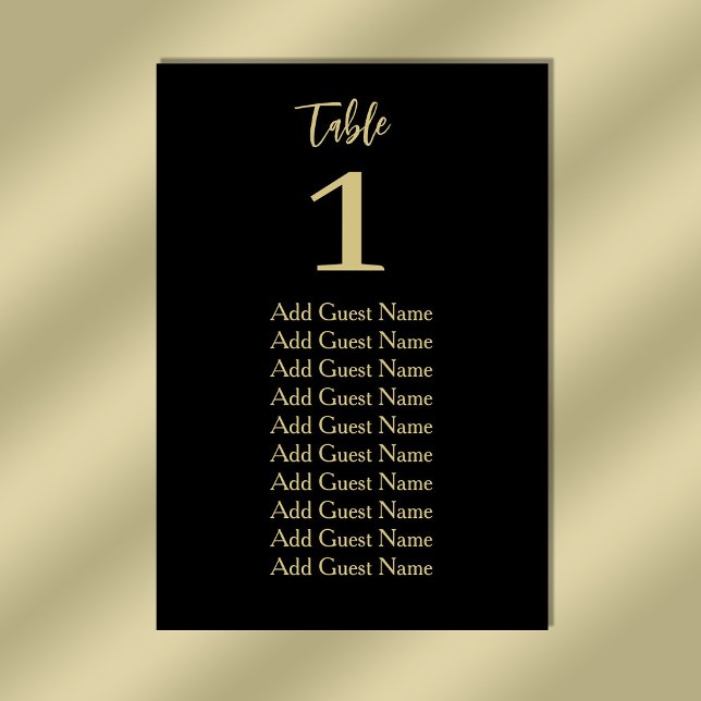 Enkelt minsta sittdiagram för Bordsnummer (Stylishly Personalize with Your Custom Table Number & Guest Names.)