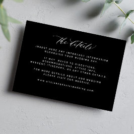Enkelt minsta svarta bröllop-detaljer tilläggskort