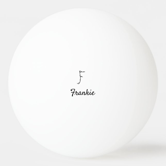 Enkelt minsta svarta monogram brev F add namn    Pingisboll (Framsidan)