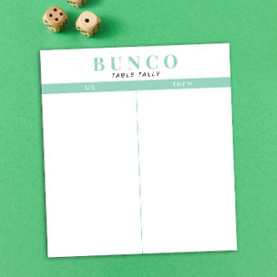 Enkelt Mint Blue och White Bunco Bord Tally Anteckningsblock