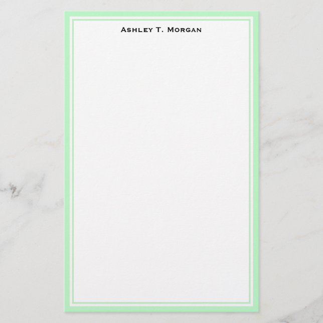 Enkelt Mint White Personlig Stationery Brevpapper (Framsida)