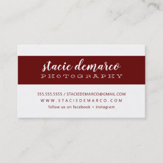 ENKELT MODERN BAND, rent, burgundvitt Visitkort