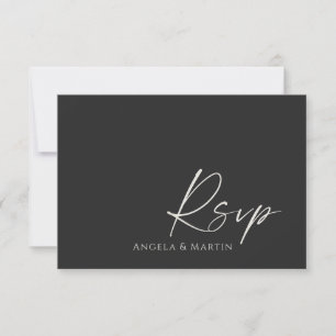Enkelt Modern Black Ivory Bröllop OSA Card Kort
