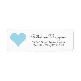 Enkelt Modern Blue Aqua Heart Girly-skript Namn Returadress Etikett