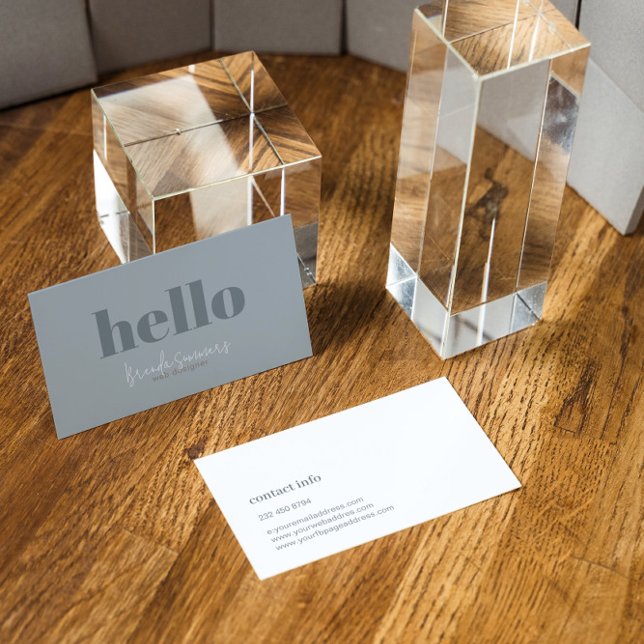 Enkelt Modern Blue Grått och Vit Reversible Visitkort (Skapare uppladdad)