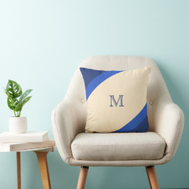 Enkelt Modern Blue Stripe Monogram Kudde