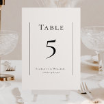 Enkelt Modern Bröllop Bordsnummer Card<br><div class="desc">Denna enkla och moderna bordsnummer-kortdesign i bröllop är en tidlös kombination av klassisk charm och enkelhet i contemporaryn. Med fokus på minimalistiskt stil har den här designen ren linjer, neutralt och en sofistikerad svart-vit palett, vilket garanterar att varje detalj utesluter förfinad enkelhet. Oavsett om du planerar en traditionell ceremoni eller...</div>