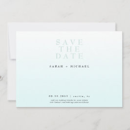 Enkelt modern Bröllop Ice Blue Gradient Spara Datumet