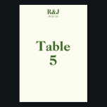 Enkelt Modern Bröllop Monogram-Bordsnummer kort<br><div class="desc">Skapa bordsnummer-kort med önskat monogram och speciellt datum. Mycket ljusskugga av gult med gröntens typsnitt. Enkel,  modern vädjan. Perfekt med bröllop från den romska Träd designsamlingen. Lägg till ditt pars monogram,  datum för bröllop och bordsnummer. Använda mallen för att skapa ditt eget bröllop bordsnummer-kort.</div>