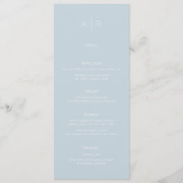 Enkelt Modern Dusty Blue White Bröllop-menykort Meny