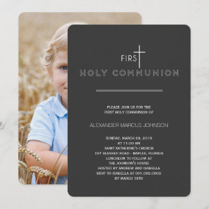 Enkelt modern första nattvardfotoreligiösa inbjudningar