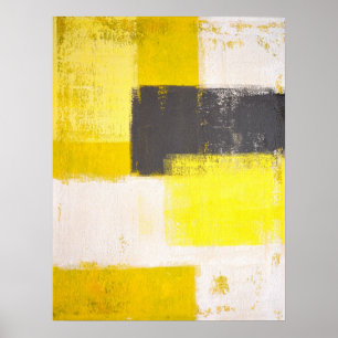 "Enkelt modern" Grått och Gult Abstrakt Art Poster