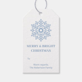 Enkelt Modern Light Blue Snowflake Mönster Helgdag Presentetikett