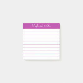 Enkelt Modern Mörk Rosa Personlig Linjerad Post-it Block
