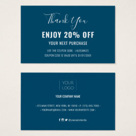 Enkelt Modern Ocean Blue Discount Coupon Card Visitkort