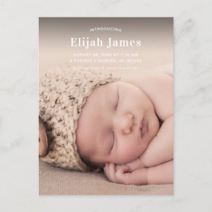 Enkelt Modern Photo Baby-meddelande - vykort