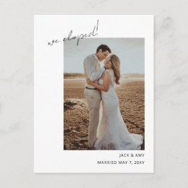 Enkelt Modern Photo Elope Bröllop-meddelande Vykort