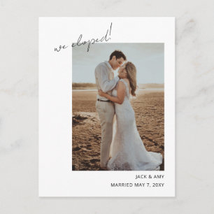 Enkelt Modern Photo Elope Bröllop-meddelande Vykort