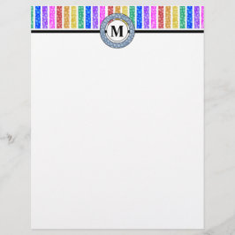 Enkelt Modern Rainbow Färgad Rand Monogram Brevhuvud