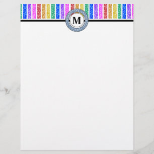 Enkelt Modern Rainbow Färgad Rand Monogram Brevhuvud