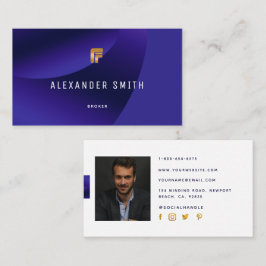 Enkelt Modern Royal Blue Guld Professionell Photo Visitkort