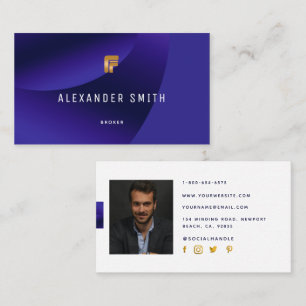Enkelt Modern Royal Blue Guld Professionell Photo Visitkort