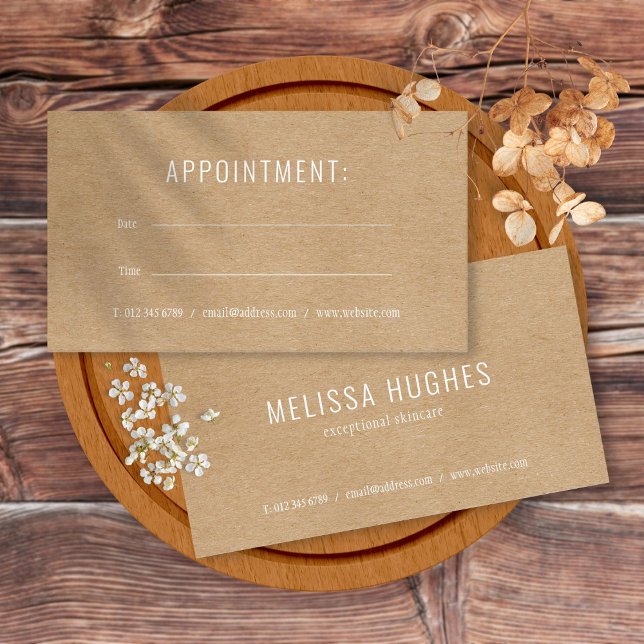 Enkelt Modern Rustic Kraft-avtalskort Visitkort (Simple Modern Rustic Kraft Appointment Card)